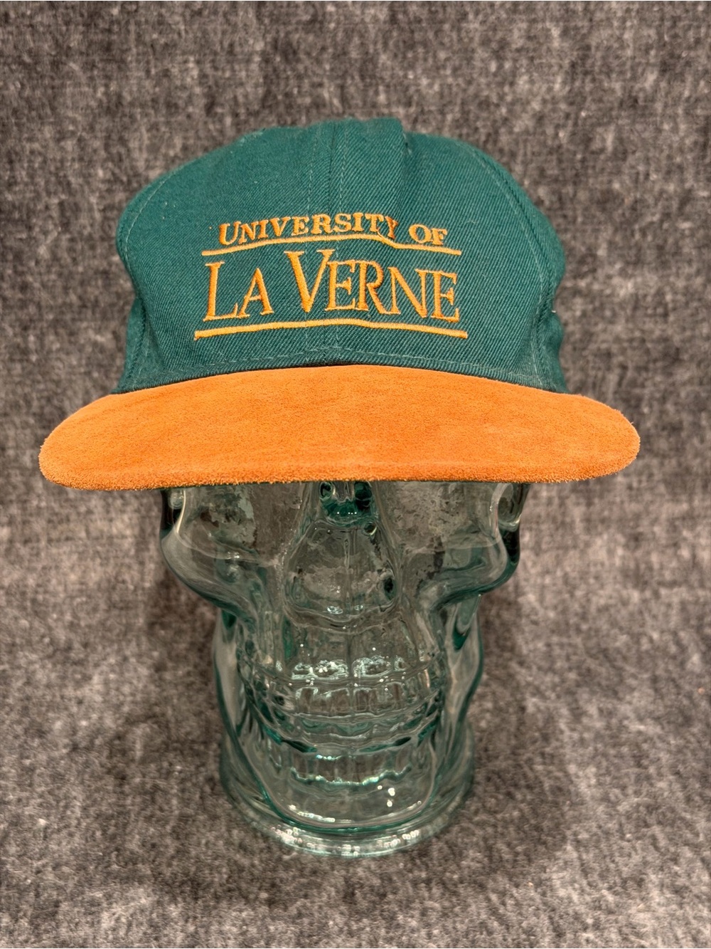 Vintage University of La Verne College Suede Brown Green SnapBack Hat Cap USA